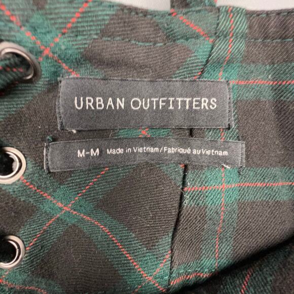 Urban Outfitters Plaid Romper Green Black Medium Tartan Grunge Clueless - Picture 2 of 6